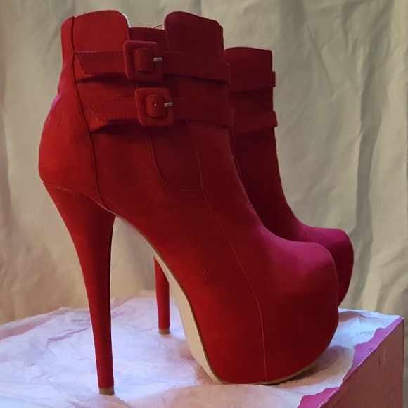 Shoe Dazzle Shoes - Sexy red stiletto bootie heels
